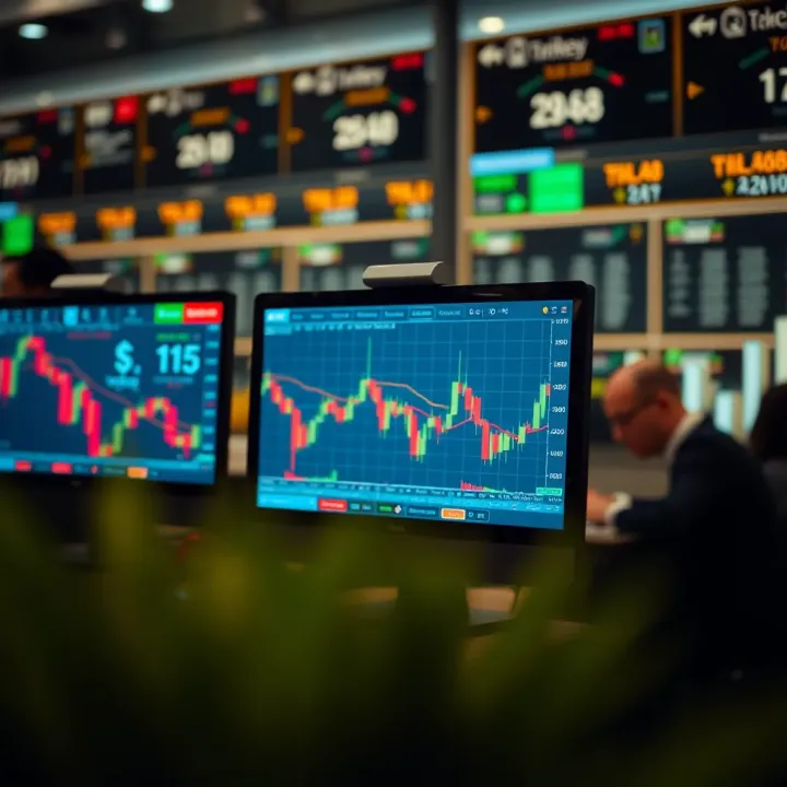 Illustration showing key forex trading concepts and currency pairs on a digital interface