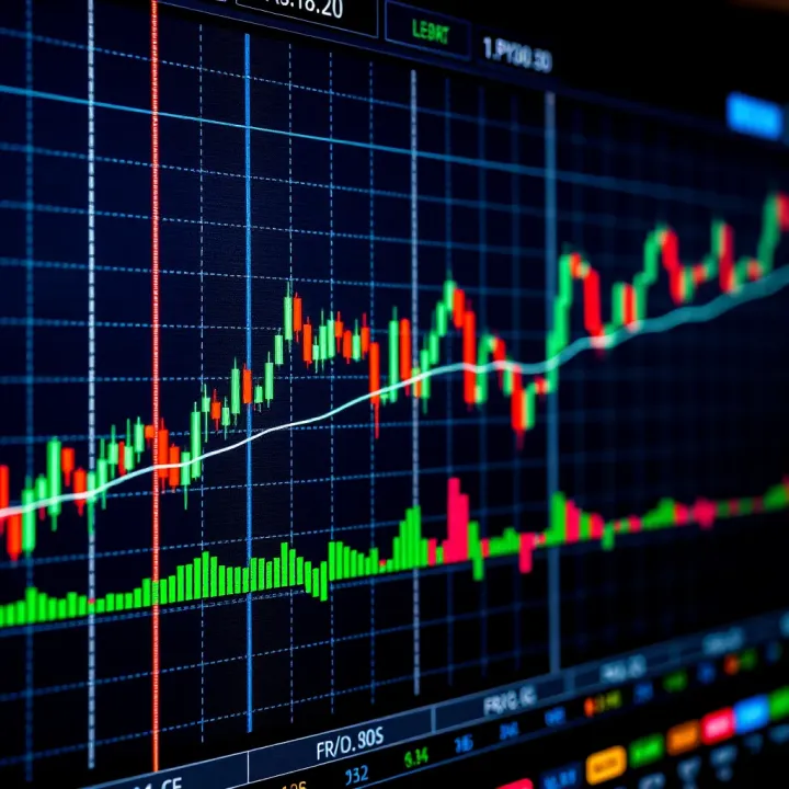 Forex trading chart showing currency pairs with uptrend and downtrend indicators