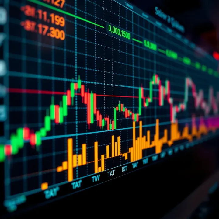 Forex trading chart with data overlays influenced by economic news releases