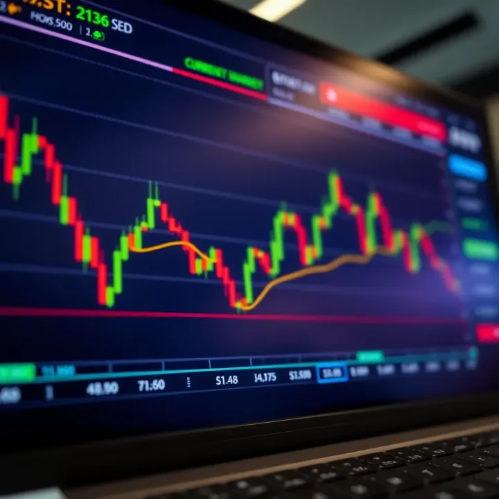 Chart displaying forex trading platform interface with currency pairs and market data