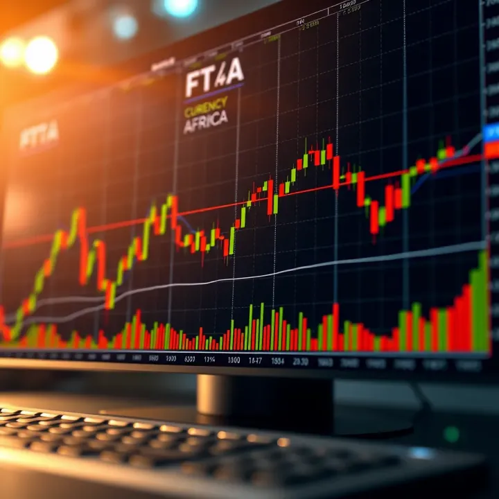 Forex Market Analysis with Technical Indicators Graph showing currency pairs with trend lines and technical indicators to analyze forex market movements
