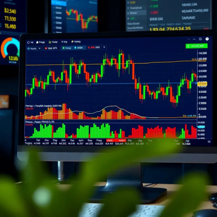 Computer screen displaying a forex trading simulator interface with charts and currency pairs