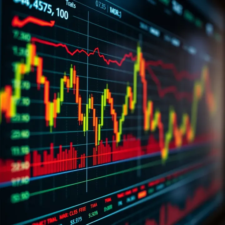 Graph displaying currency pair fluctuations in the forex market with trading indicators