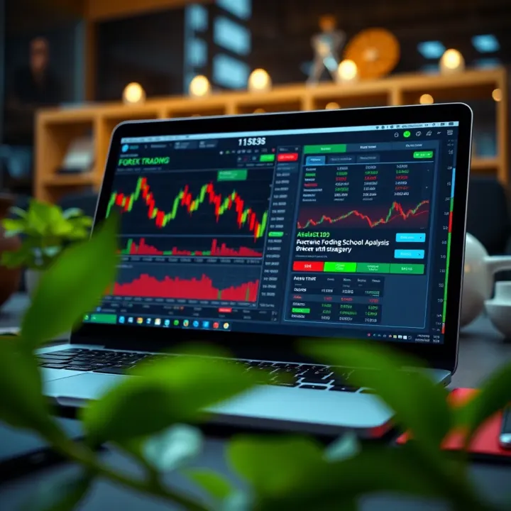 Laptop displaying an online forex trading platform with currency pairs and market analysis