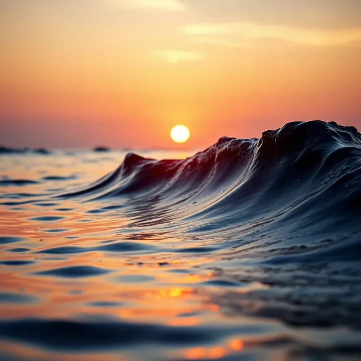 Calm ocean waves under a sunrise symbolizing steady mindset in forex trading