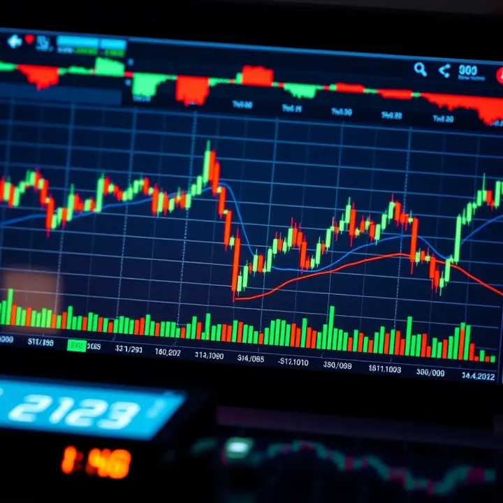 Forex Trading Charts Highlighting Market Trends and Indicators Forex trading charts with indicators showing trends and price movements