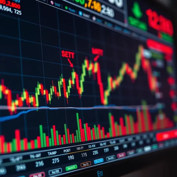 Graph showing currency pair fluctuations during a trading day with market indicators