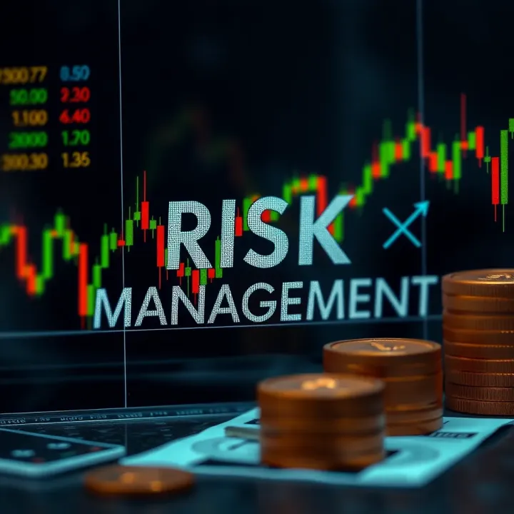 Conceptual graphic of risk management techniques in forex trading with financial symbols