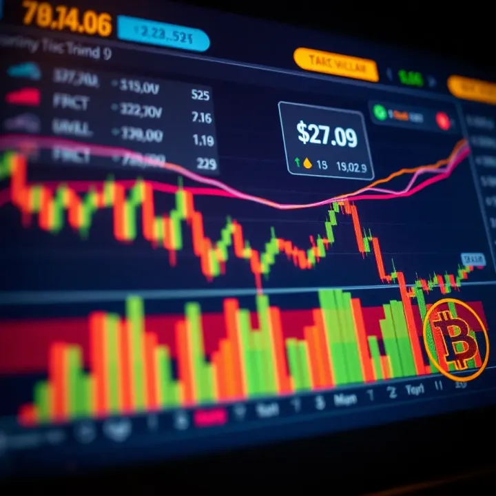 Chart showing currency exchange trends with technical indicators