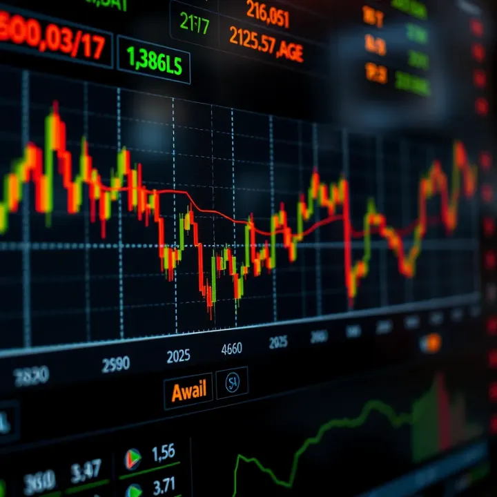 Graph showing fluctuating currency exchange rates with highlighted trends