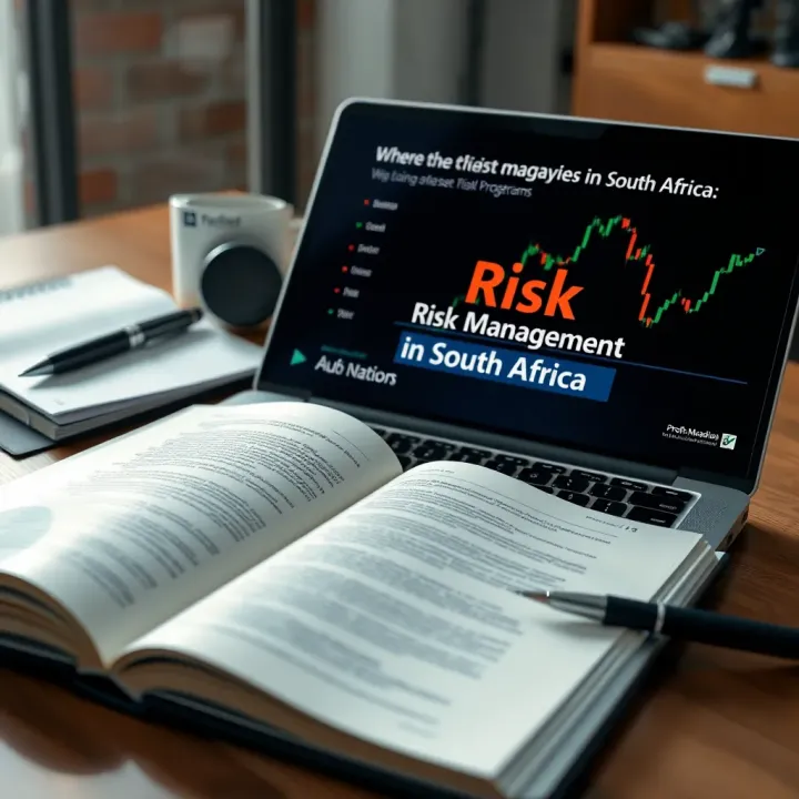 Open book and laptop displaying risk management course materials