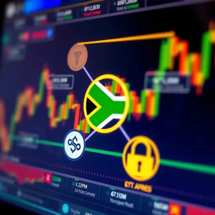 Regulatory Considerations and Secure Platforms in South African Binary Options Trading Graphic highlighting key regulatory symbols and secure trading platform elements relevant to South African financial markets