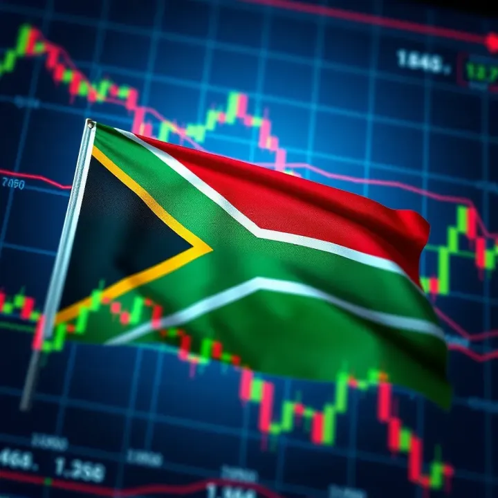 South African flag overlaying financial graphs highlighting market and regulatory context