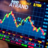 Graph showing South African Rand exchange rates with global currencies on digital financial screen