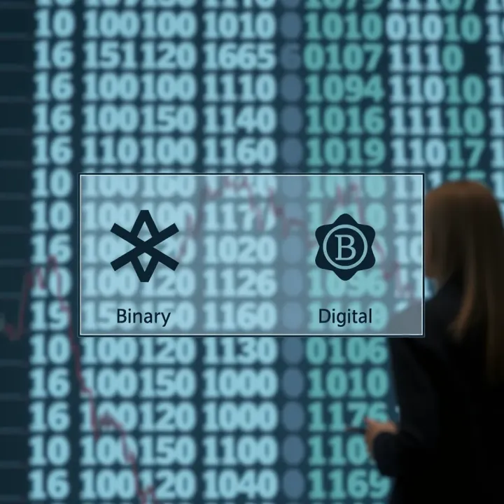 Diagram illustrating the binary system with two symbols representing fundamental digital states