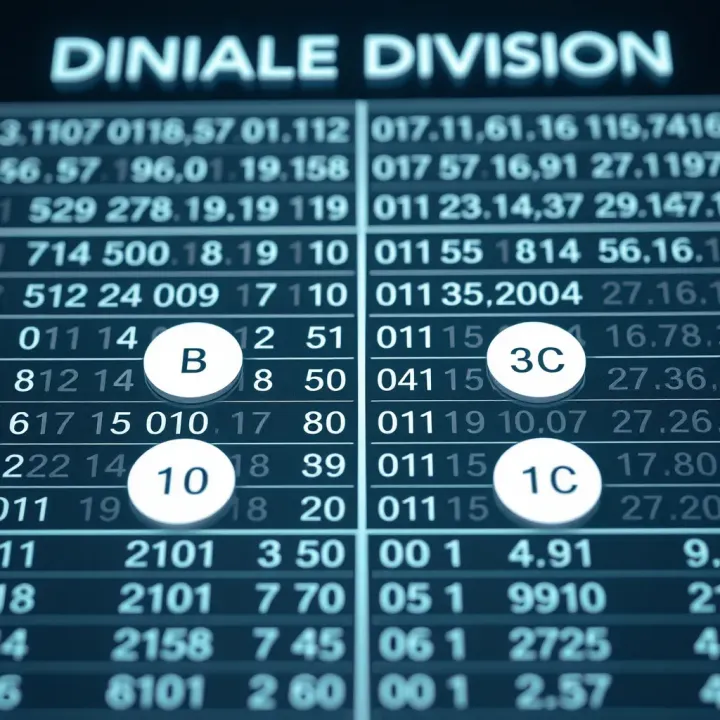 Comparison chart of binary division and decimal division highlighting key differences and similarities