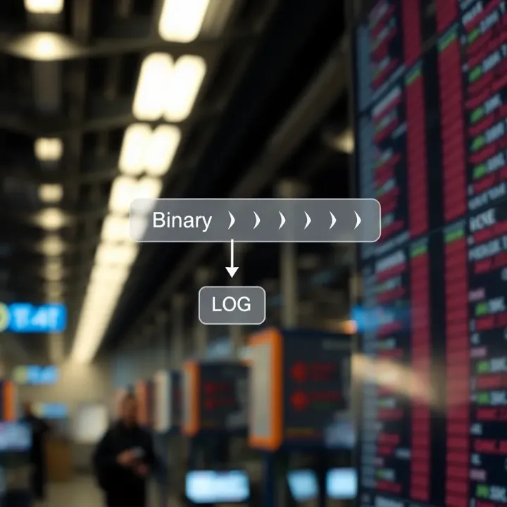 Diagram illustrating the flow of binary log data capturing system events and changes over time