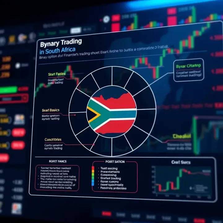 Diagram illustrating the key components of binary option trading in South Africa including market basics and regulatory elements