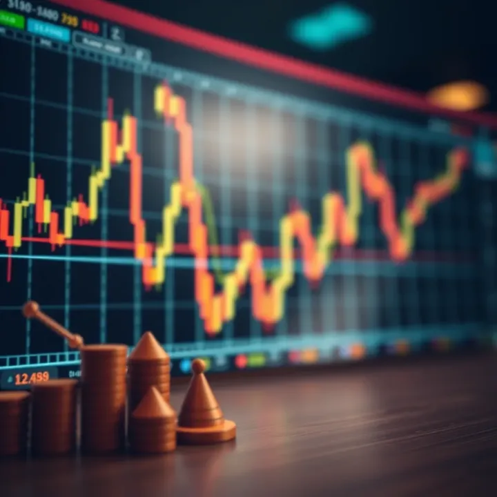 Illustration of digital financial graphs and binary options icons symbolizing trading activity in South Africa
