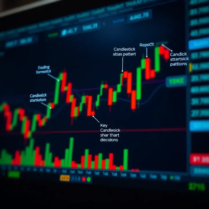 Visual guide displaying key candlestick formations with annotations for trading decisions