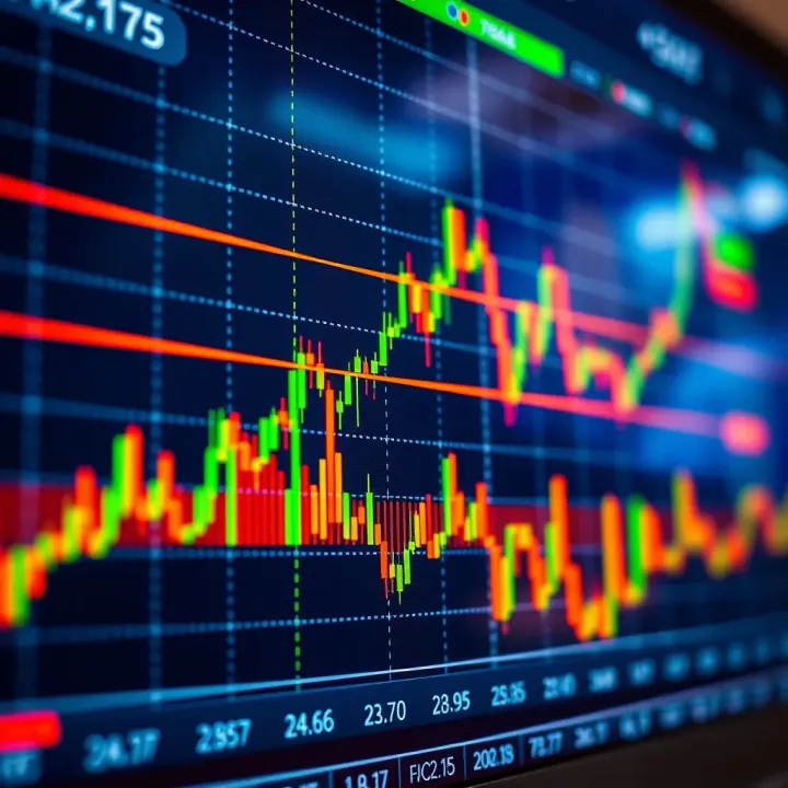 Chart displaying foreign exchange currency pairs with upward trend lines