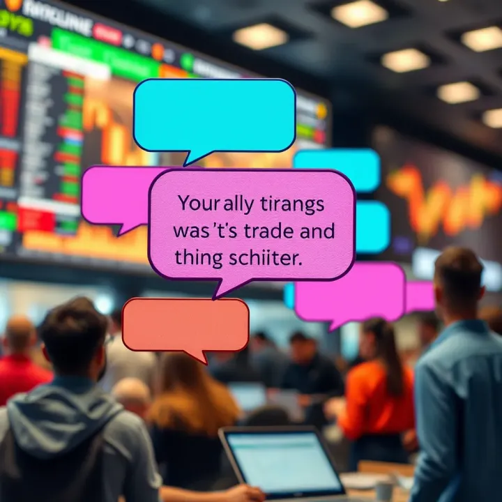 Forex Trading Memes Building Community and Sharing Humor Illustration of vibrant social media chat bubbles containing forex trading memes highlighting humor and community engagement