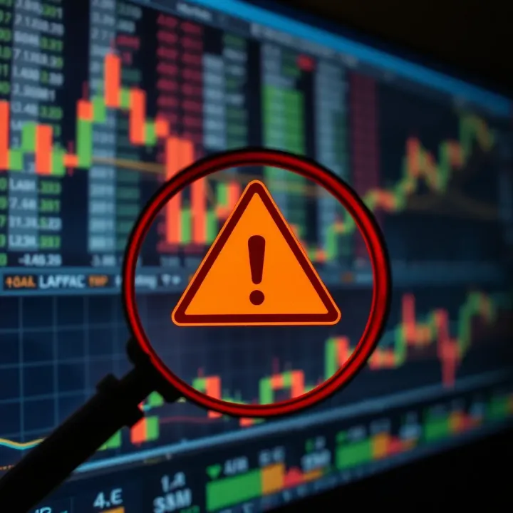 Illustration of a magnifying glass over a digital trading platform highlighting suspicious activity