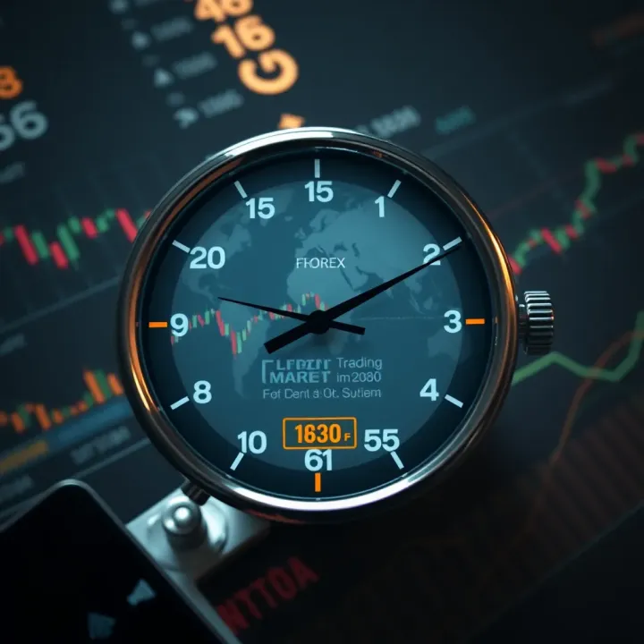 Global forex market clock showing major trading sessions with highlighted overlap periods