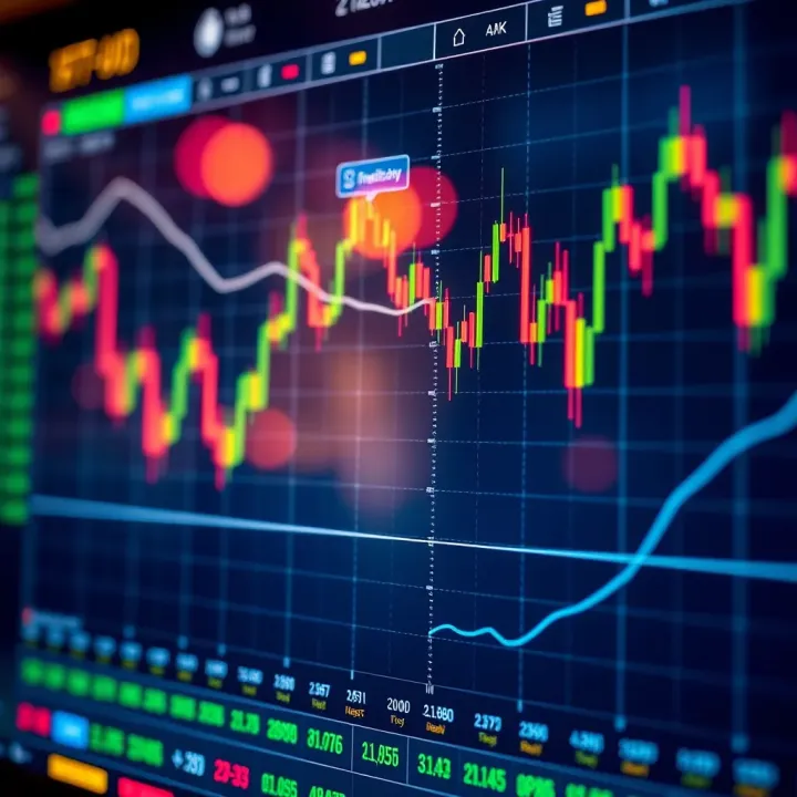 Graph showing dynamic forex trading signals on a digital interface