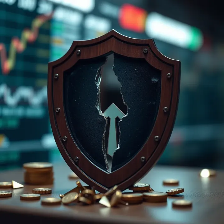 Lack of Regulation in Binary Options Illustration showing a broken shield symbolizing lack of protection in unregulated binary options markets